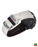 ECB-2100TR-1ADR Black Dial White Leather Band Men’s Watch